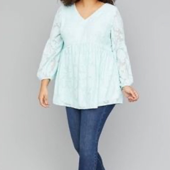 Lane Bryant Tops - Lane Bryant  22/24 Blouson Babydoll icy morn